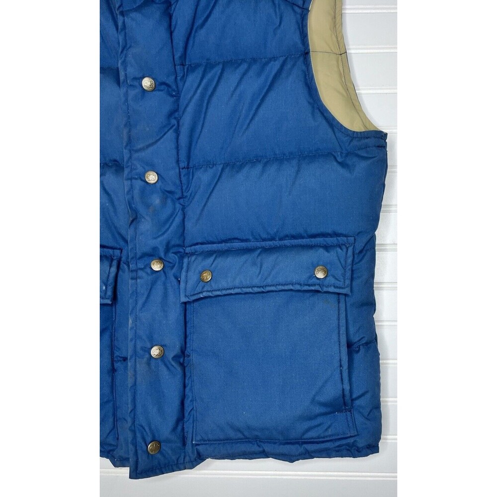 Eddie Bauer Down Puffer Vest Large Vintage 80s Outdoors Hiking Mens Blue - Picture 2 of 16